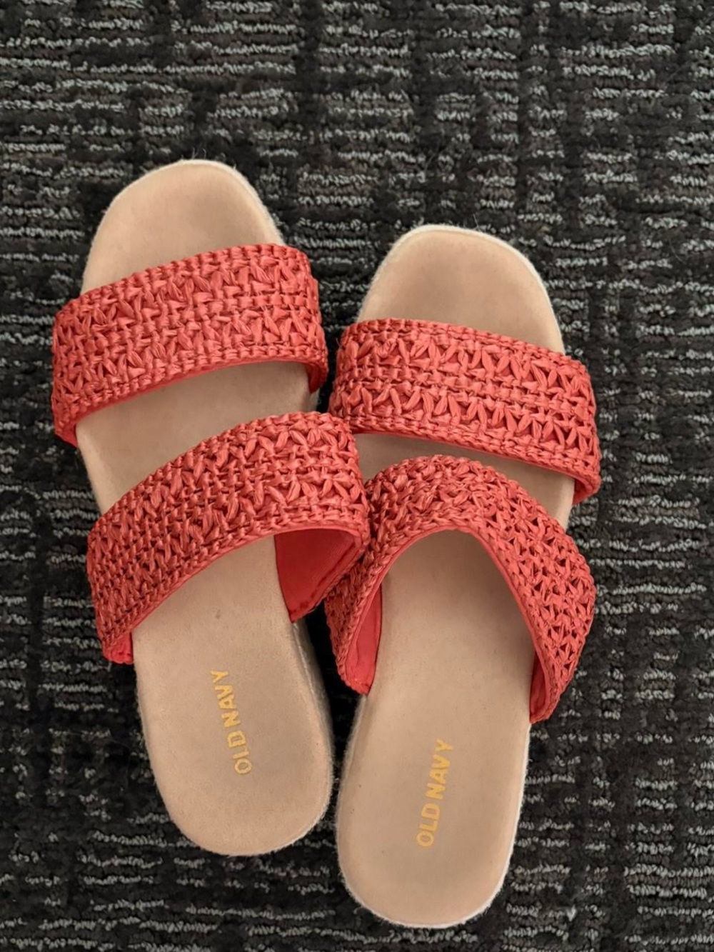 Old Navy Red Woven Double-Strap Slide Sandals
